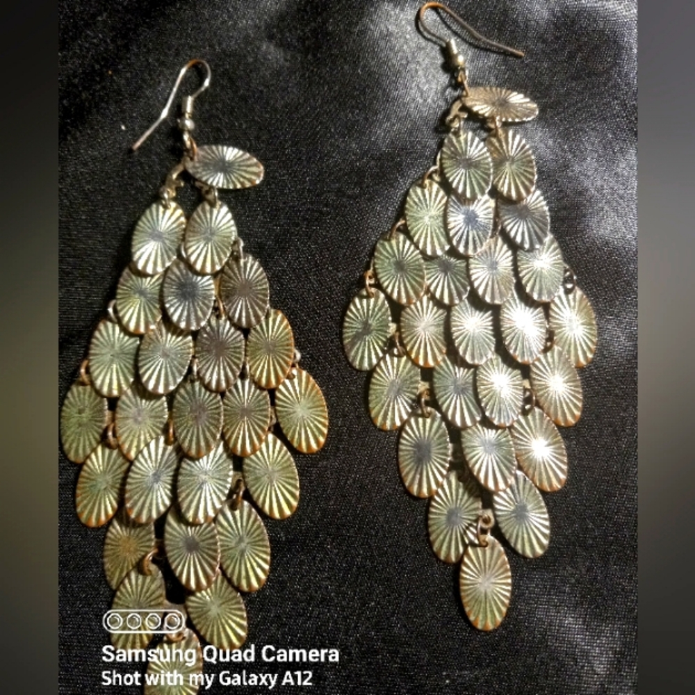 Vintage Silver Triangle Shaped Drop Earrings
